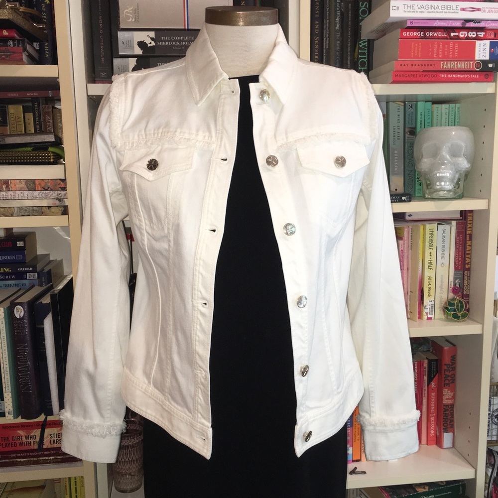 Trina Turk White Denim Jean Jacket - Picture 1 of 11